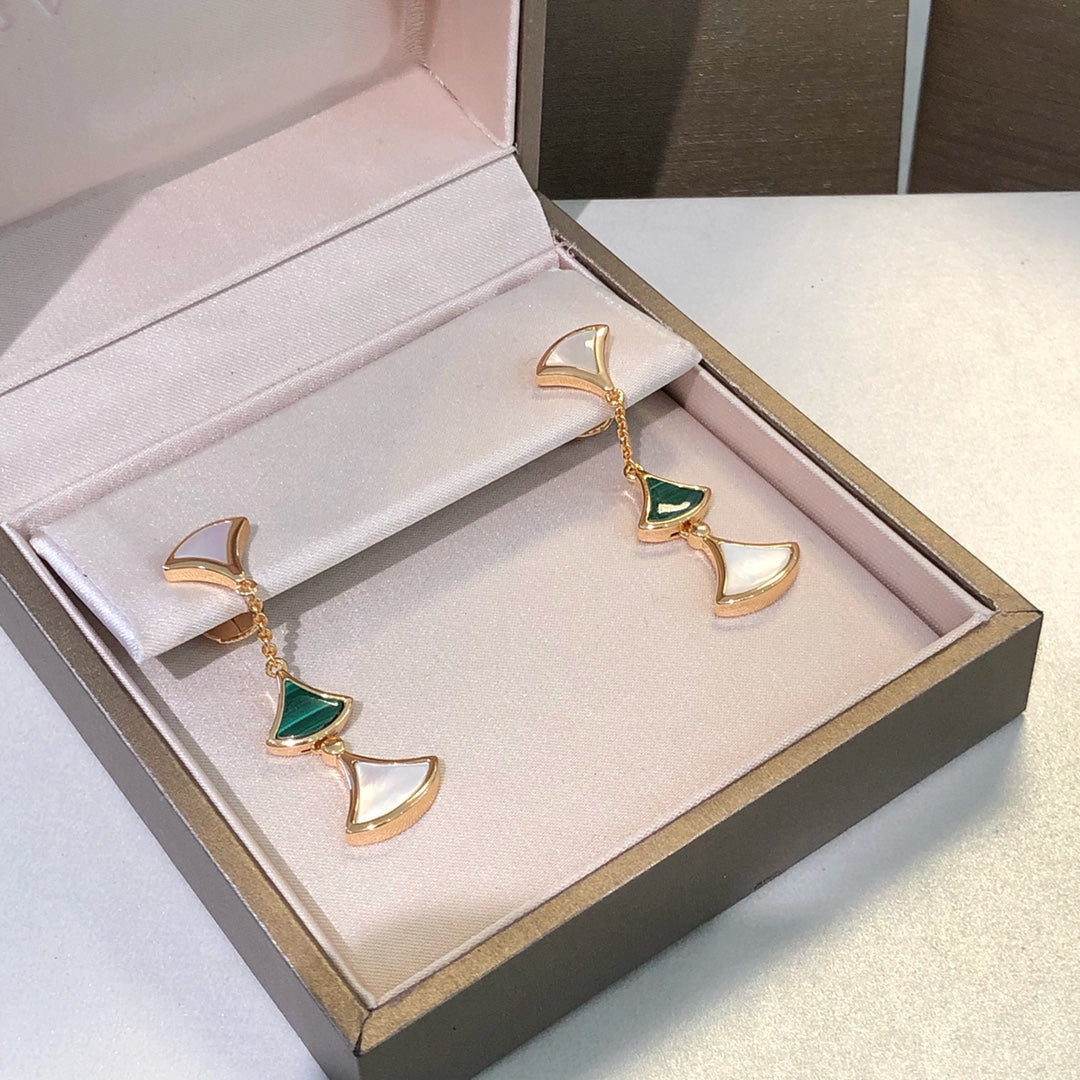 [Lumi Jewelry]DREAM EARRINGS 3 MOTIFS MALACHITE MOP PINK GOLD