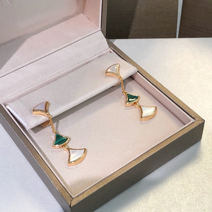 [Lumi Jewelry]DREAM EARRINGS 3 MOTIFS MALACHITE MOP PINK GOLD