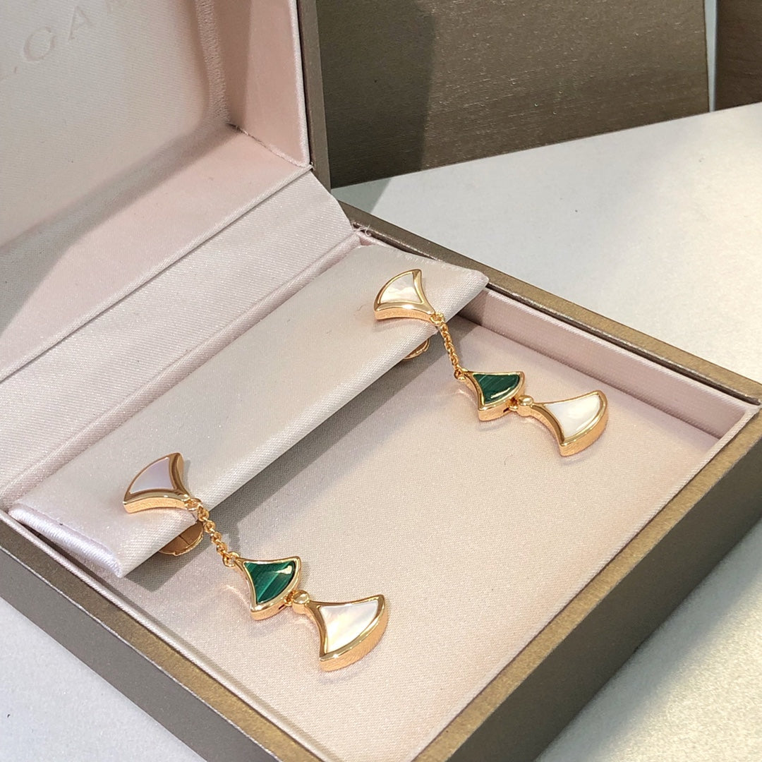 [Lumi Jewelry]DREAM EARRINGS 3 MOTIFS MALACHITE MOP PINK GOLD