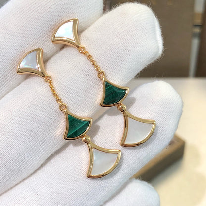 [Lumi Jewelry]DREAM EARRINGS 3 MOTIFS MALACHITE MOP PINK GOLD