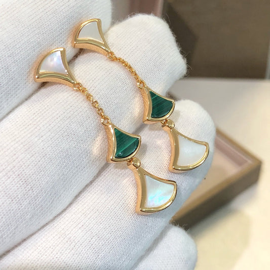 [Lumi Jewelry]DREAM EARRINGS 3 MOTIFS MALACHITE MOP PINK GOLD