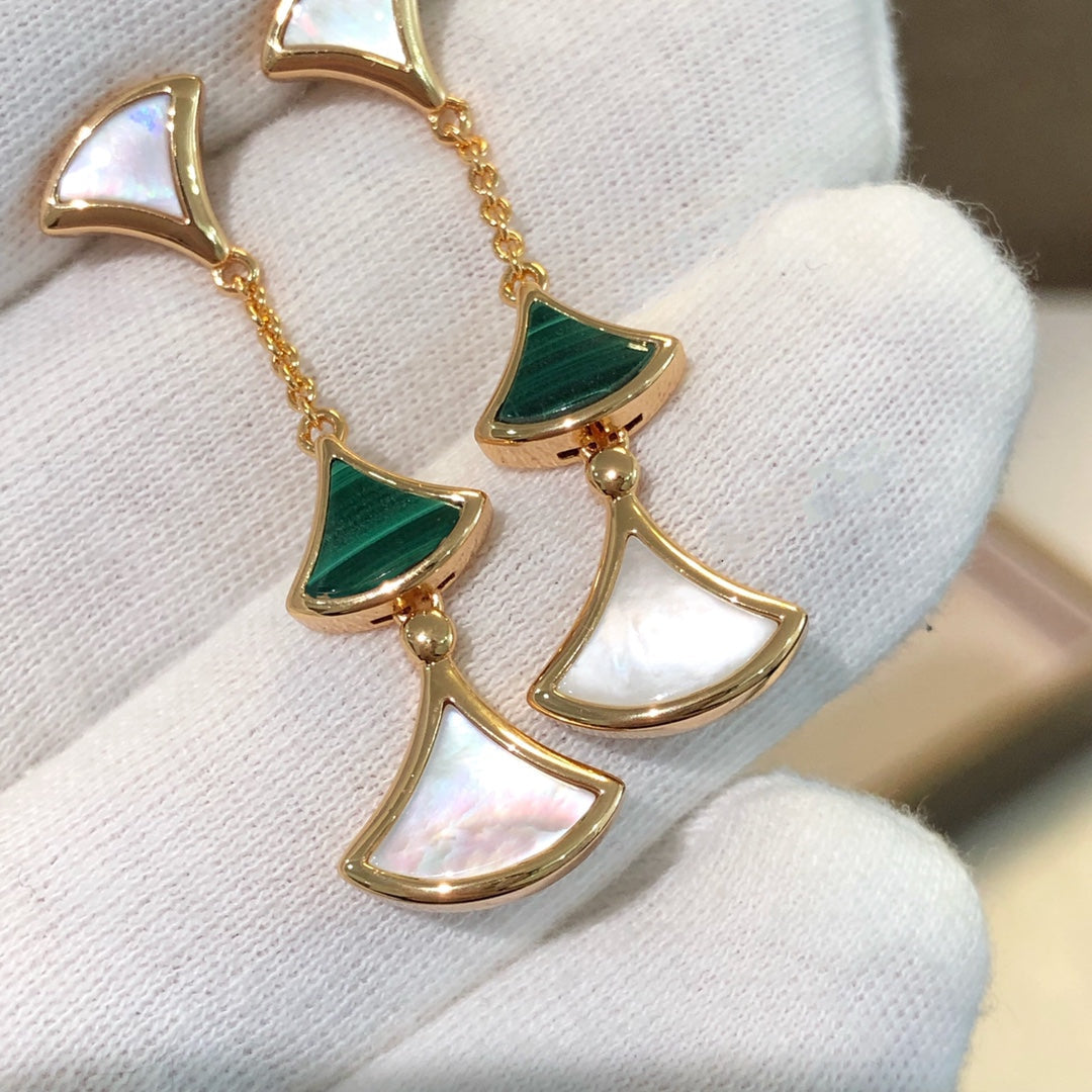 [Lumi Jewelry]DREAM EARRINGS 3 MOTIFS MALACHITE MOP PINK GOLD