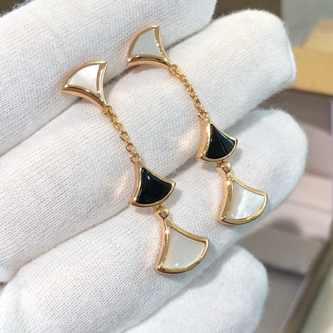 [Lumi Jewelry]DREAM EARRINGS 3 MOTIFS ONYX MOP PINK GOLD