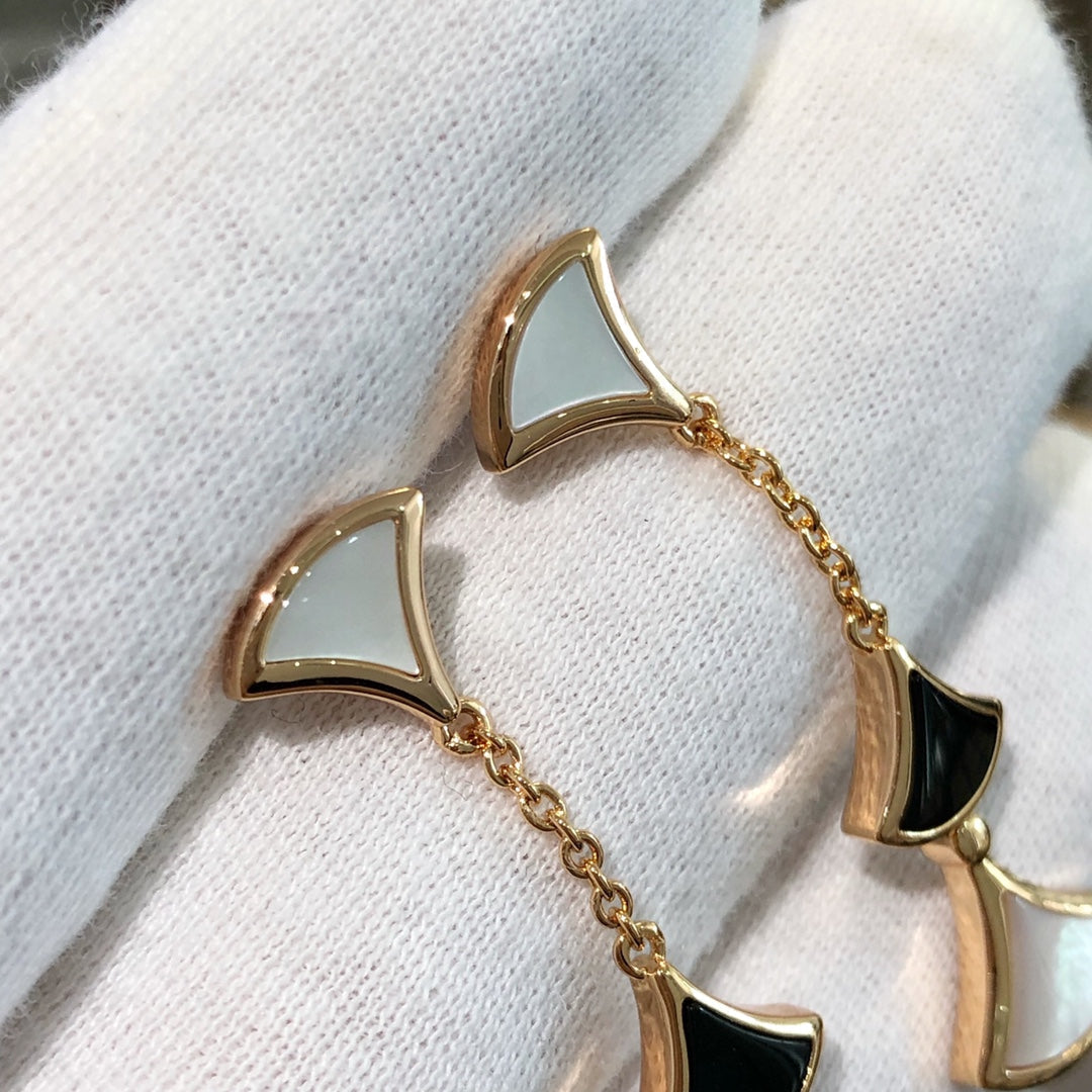 [Lumi Jewelry]DREAM EARRINGS 3 MOTIFS ONYX MOP PINK GOLD