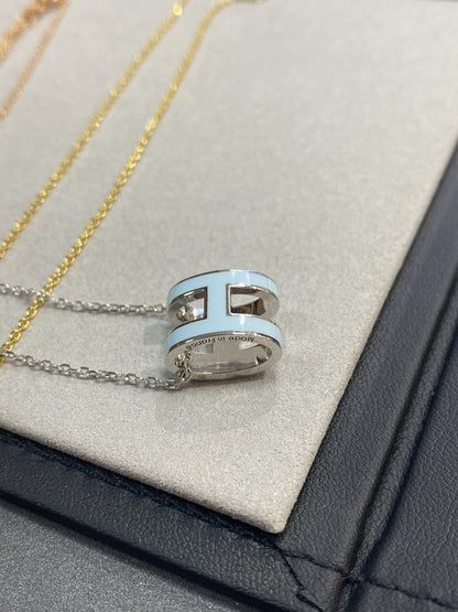 [Lumi Jewelry]POP H LIGHT BLUE NECKLACE