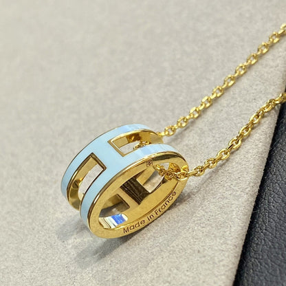 [Lumi Jewelry]POP H LIGHT BLUE NECKLACE