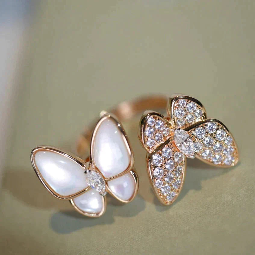[Lumi Jewelry]TWIN BUTTERFLY DIAMOND MOP RING