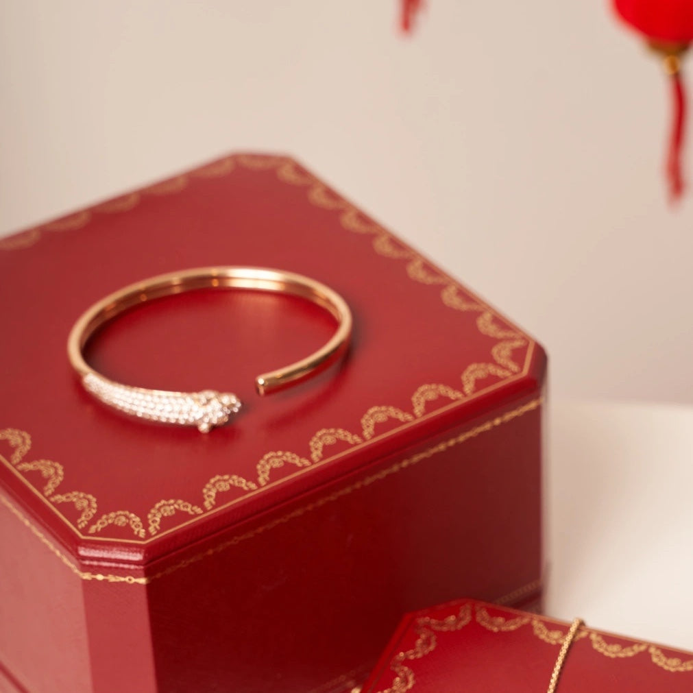 [Lumi Jewelry]PANTHERE ROSE GOLD DIAMOND OPEN BRACELET