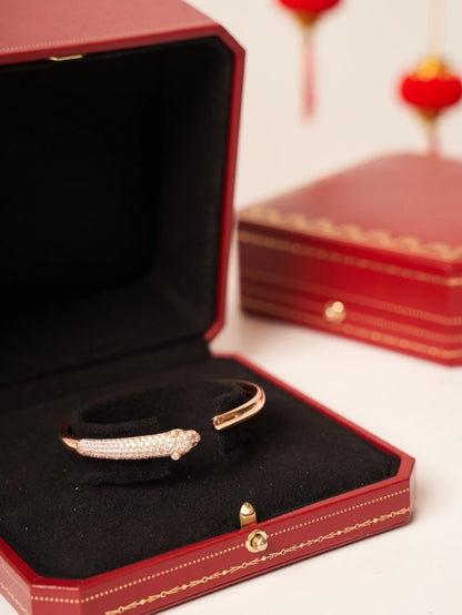 [Lumi Jewelry]PANTHERE ROSE GOLD DIAMOND OPEN BRACELET