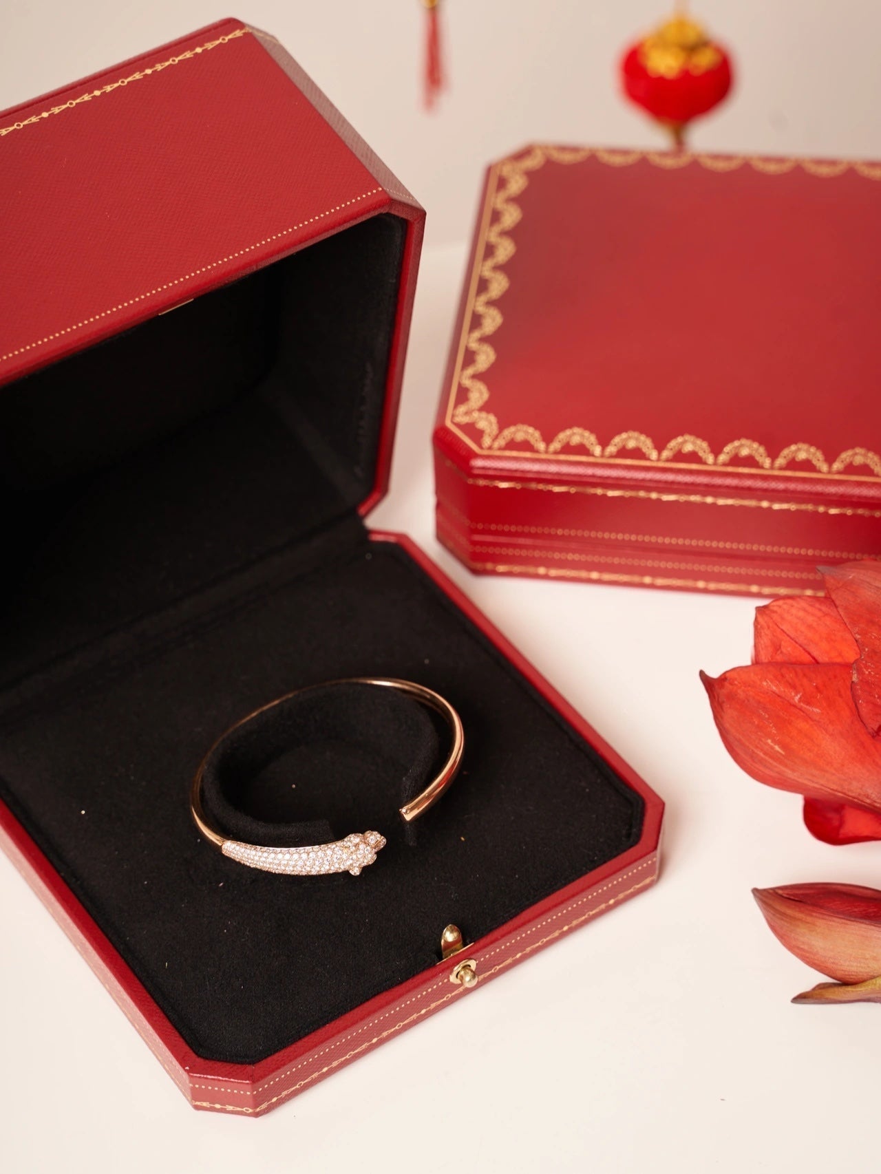[Lumi Jewelry]PANTHERE ROSE GOLD DIAMOND OPEN BRACELET