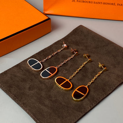 [Lumi Jewelry]CHAINE VERSO BLACK CERAMIC EARRINGS