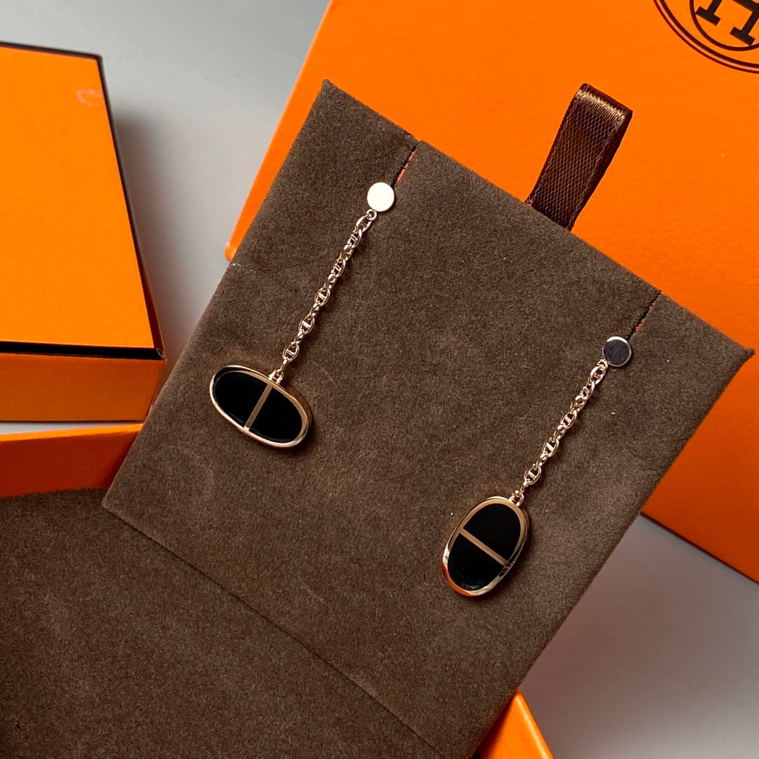 [Lumi Jewelry]CHAINE VERSO BLACK CERAMIC EARRINGS
