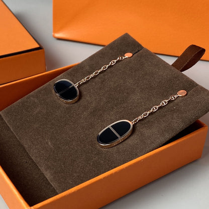 [Lumi Jewelry]CHAINE VERSO BLACK CERAMIC EARRINGS