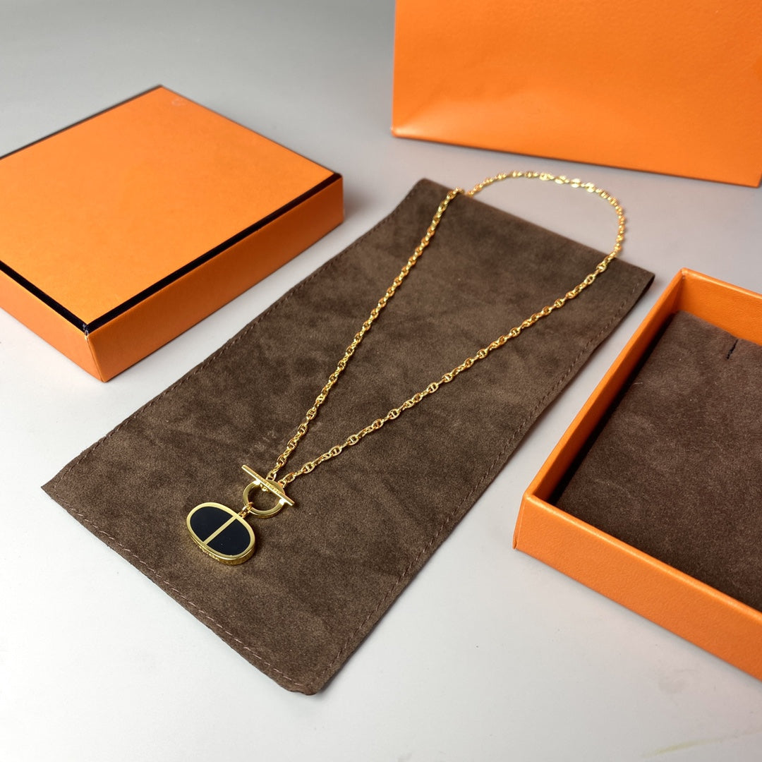 [Lumi Jewelry]CHAINE VERSO BLACK CERAMIC NECKLACE