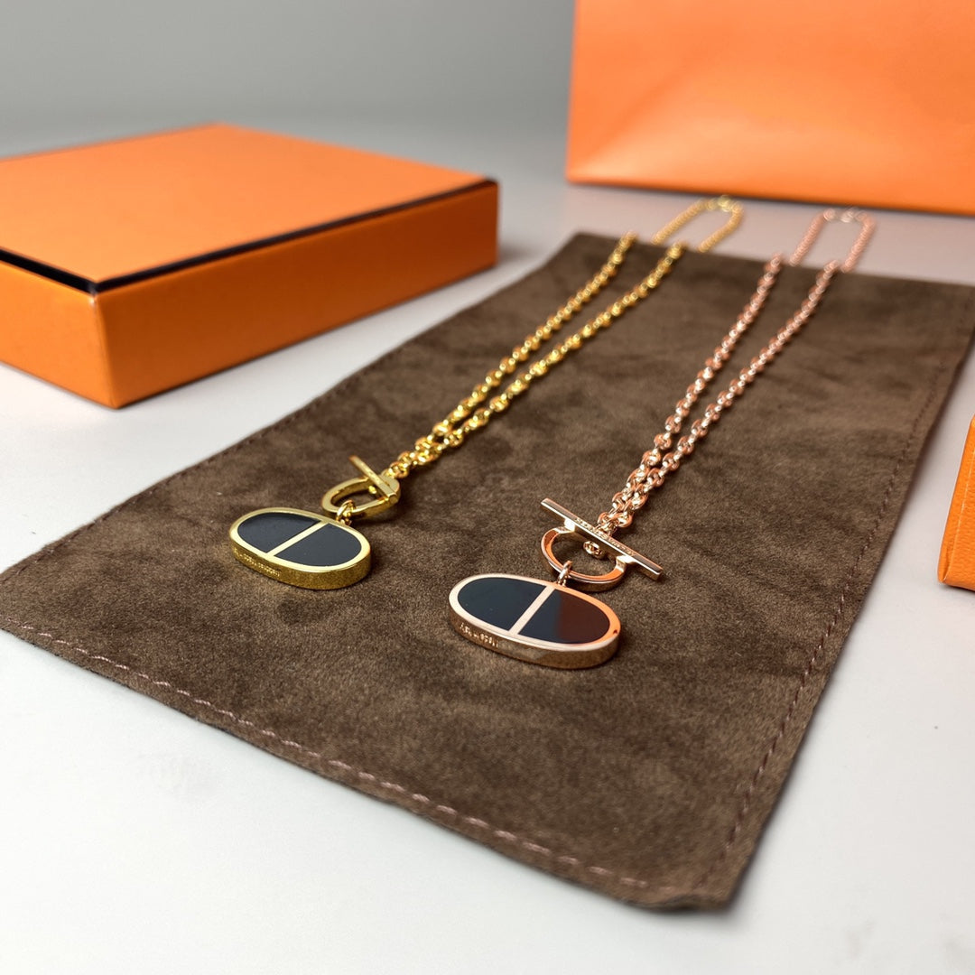 [Lumi Jewelry]CHAINE VERSO BLACK CERAMIC NECKLACE