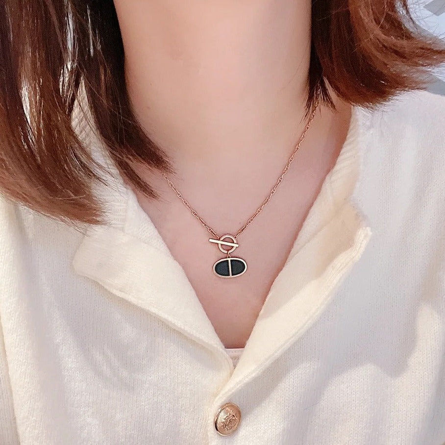 [Lumi Jewelry]CHAINE VERSO BLACK CERAMIC NECKLACE
