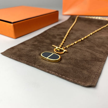 [Lumi Jewelry]CHAINE VERSO BLACK CERAMIC NECKLACE
