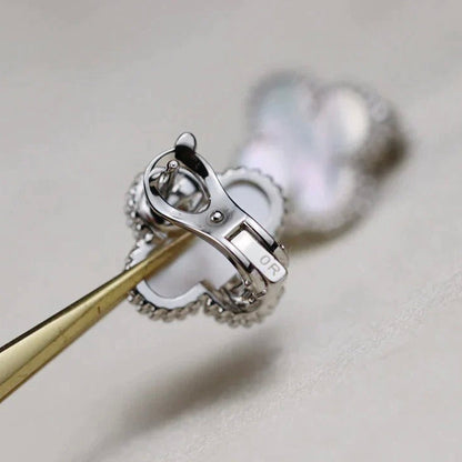 [Lumi Jewelry]CLOVER MEDIUM 1 MOTIFS  WHITE MOP EARRINGS SILVER