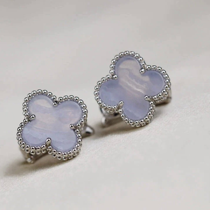 [Lumi Jewelry]CLOVER MEDIUM 1 MOTIFS  WHITE MOP EARRINGS SILVER