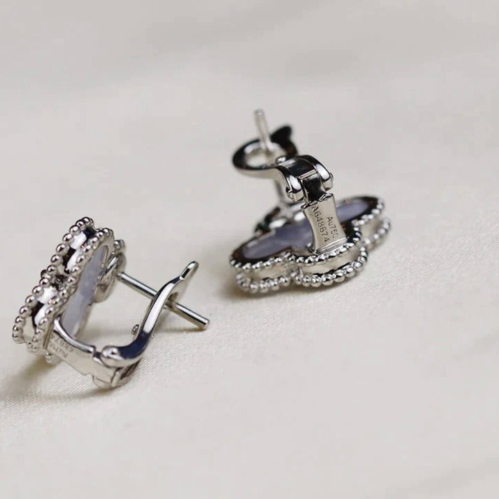 [Lumi Jewelry]CLOVER MEDIUM 1 MOTIFS  WHITE MOP EARRINGS SILVER