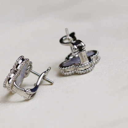[Lumi Jewelry]CLOVER MEDIUM 1 MOTIFS  WHITE MOP EARRINGS SILVER