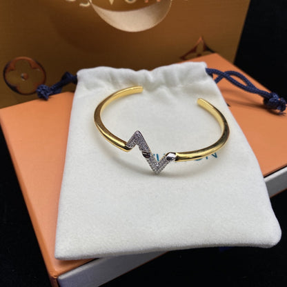[Lumi Jewelry]VOLTE UPSITE DOWN DIAMOND GOLD OPEN BRACELET