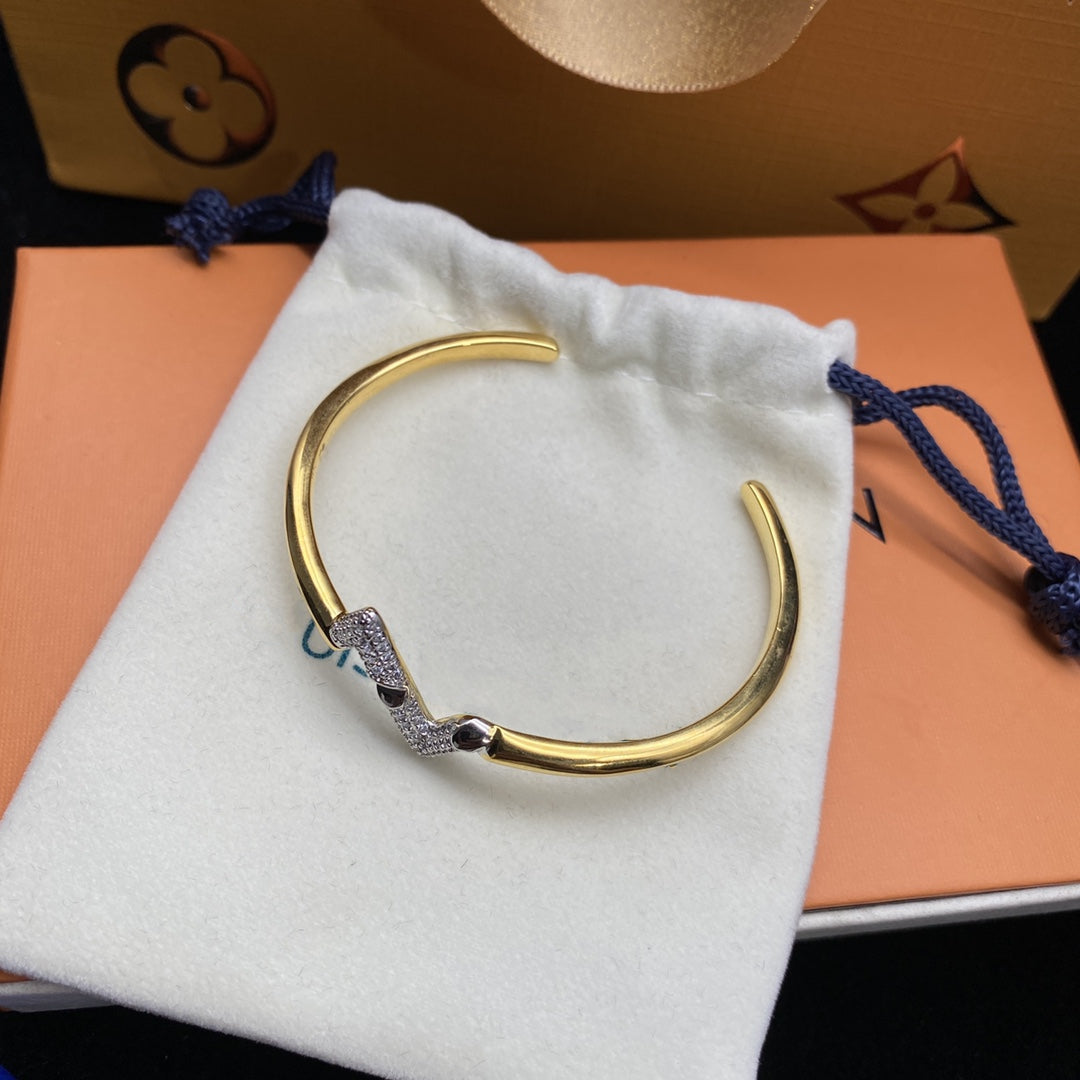 [Lumi Jewelry]VOLTE UPSITE DOWN DIAMOND GOLD OPEN BRACELET