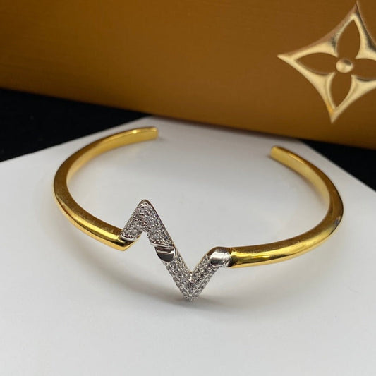 [Lumi Jewelry]VOLTE UPSITE DOWN DIAMOND GOLD OPEN BRACELET