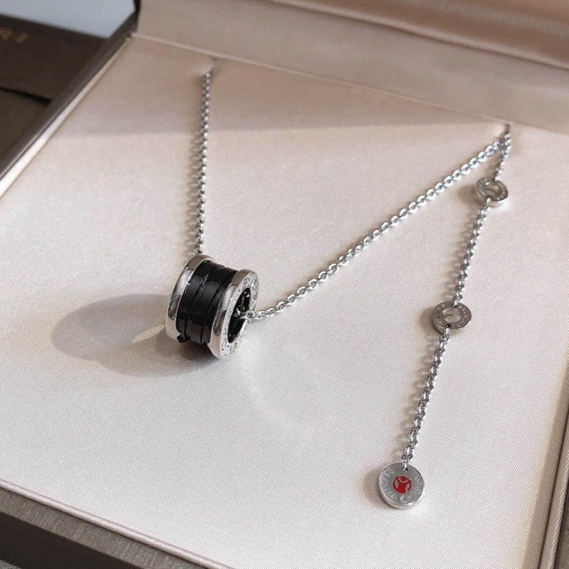 [Lumi Jewelry]ZERO 1 BLACK CERAMIC SILVER NECKLACE