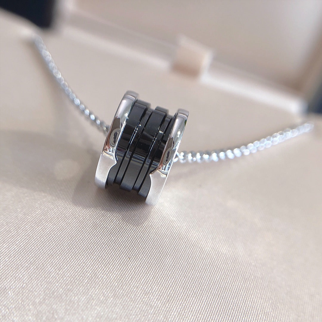 [Lumi Jewelry]ZERO 1 BLACK CERAMIC SILVER NECKLACE