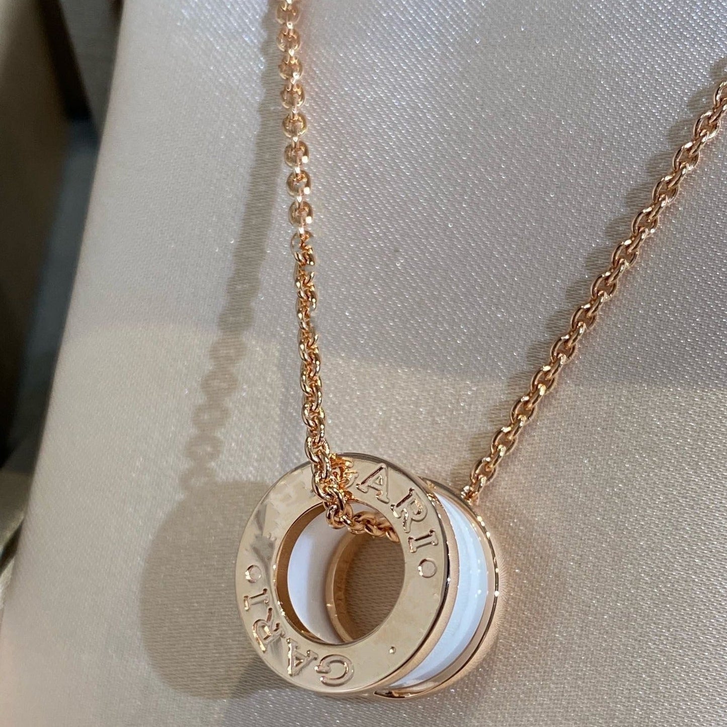 [Lumi Jewelry]ZERO 1 WHITE CERAMIC PINK GOLD NECKLACE
