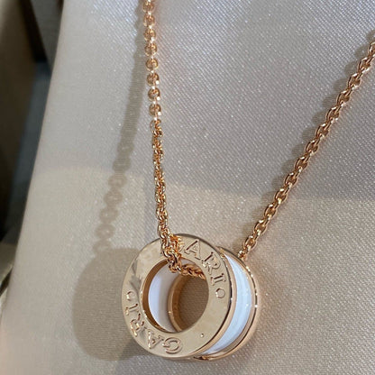 [Lumi Jewelry]ZERO 1 WHITE CERAMIC PINK GOLD NECKLACE