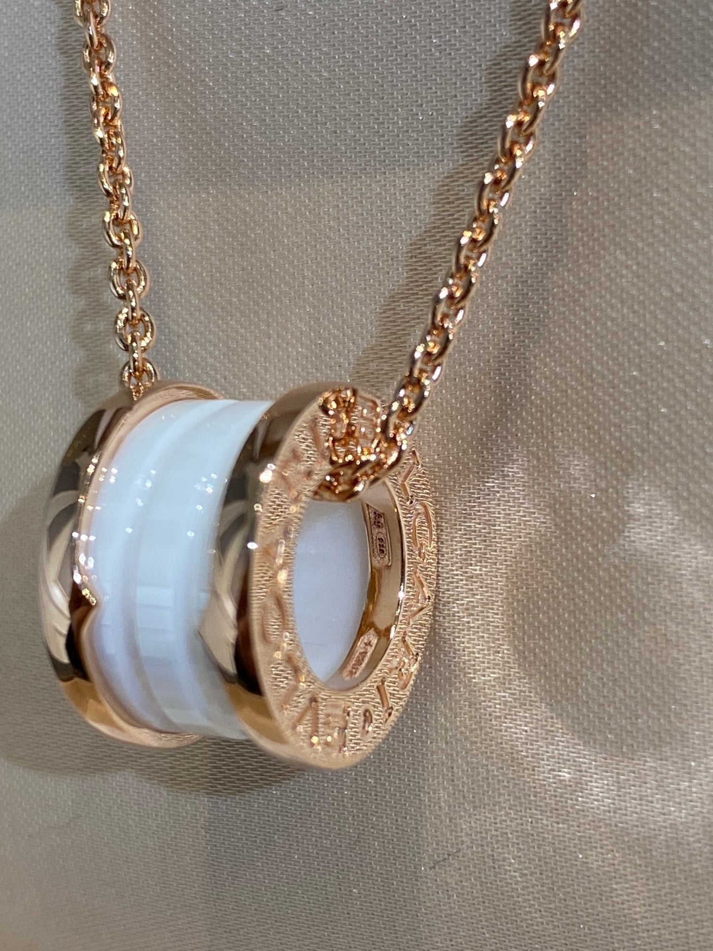 [Lumi Jewelry]ZERO 1 WHITE CERAMIC PINK GOLD NECKLACE