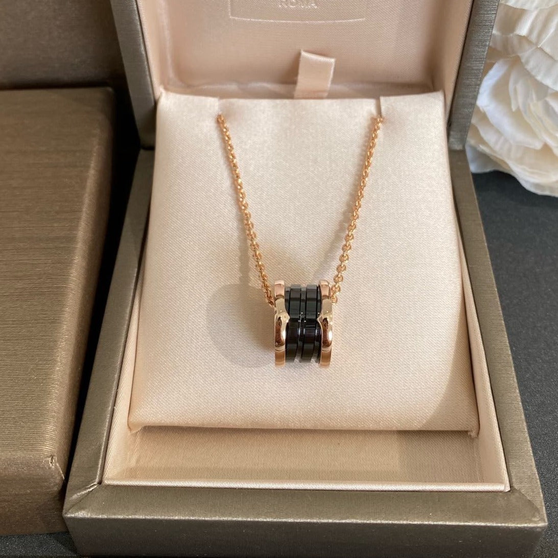 [Lumi Jewelry]ZERO 1 BLACK CERAMIC PINK GOLD NECKLACE