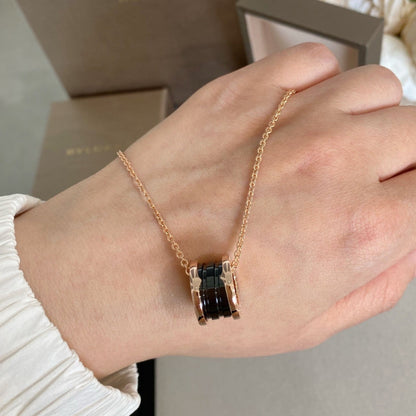 [Lumi Jewelry]ZERO 1 BLACK CERAMIC PINK GOLD NECKLACE