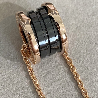 [Lumi Jewelry]ZERO 1 BLACK CERAMIC PINK GOLD NECKLACE