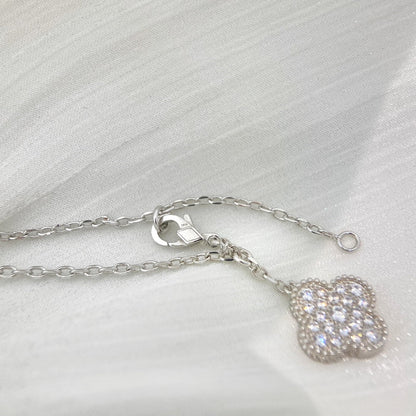 [Lumi Jewelry]CLOVER 5 MOTIFS SILVER DIAMONDS NECKLACE