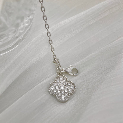[Lumi Jewelry]CLOVER 5 MOTIFS SILVER DIAMONDS NECKLACE