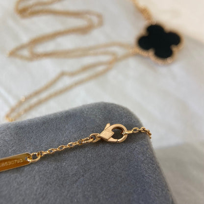 [Lumi Jewelry]CLOVER 25MM NECKLACE GOLD ONYX
