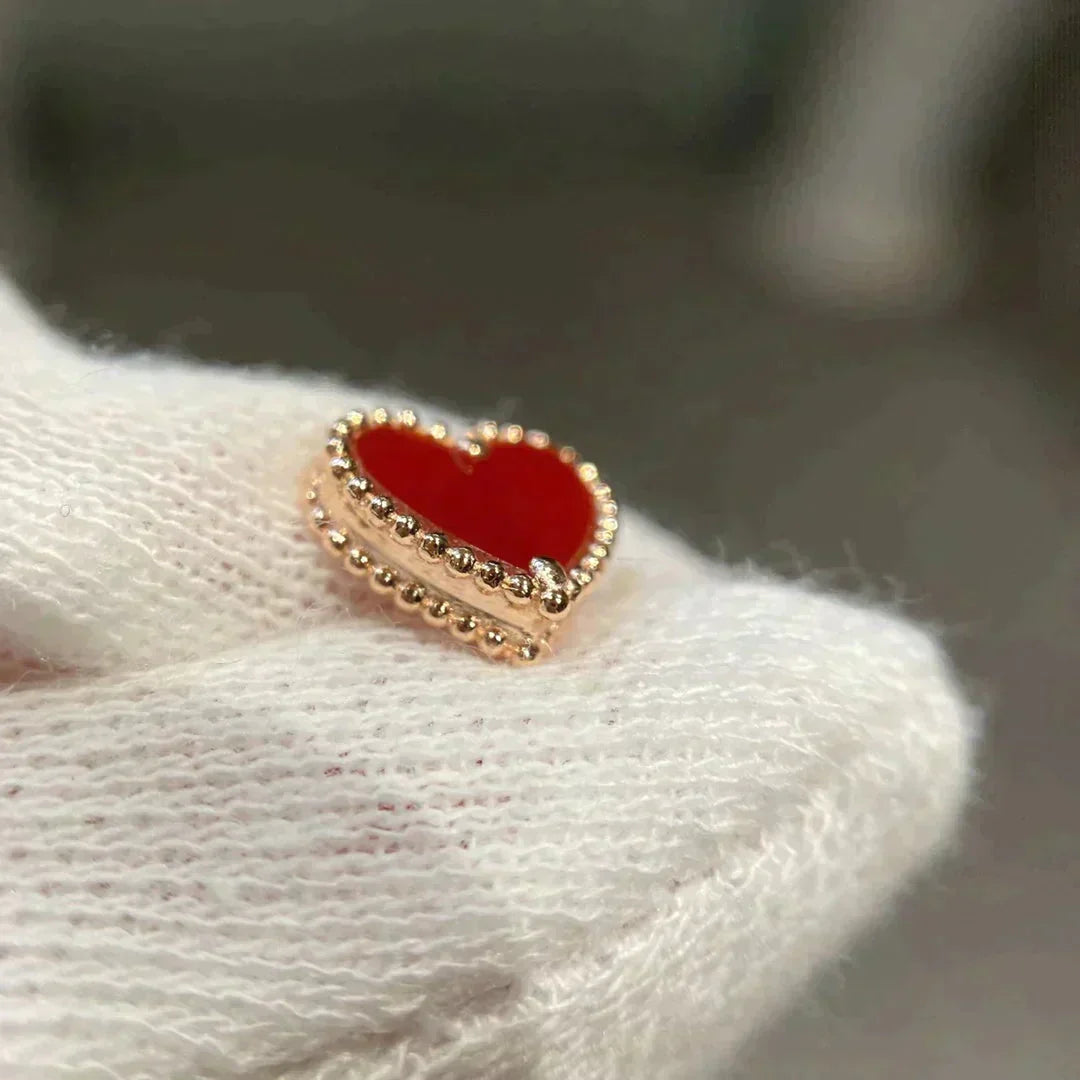 [Lumi Jewelry]HEART CARNELIAN STUD EARRINGS