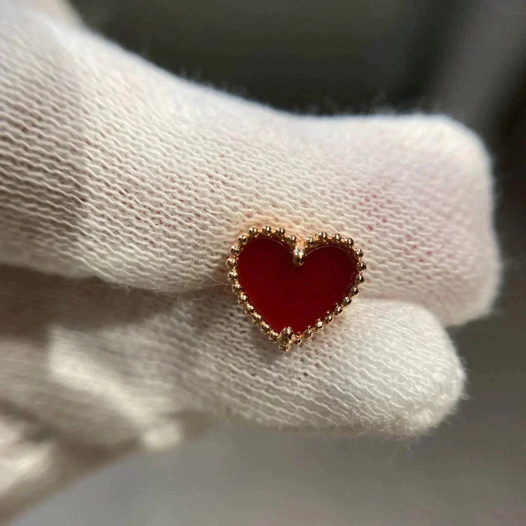[Lumi Jewelry]HEART CARNELIAN STUD EARRINGS