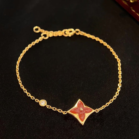 [Lumi Jewelry]COLOR STAR CARNELIAN PINK GOLD DIAMOND BRACELET