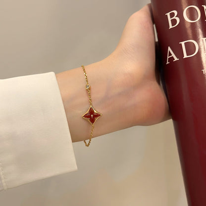 [Lumi Jewelry]COLOR STAR CARNELIAN PINK GOLD DIAMOND BRACELET