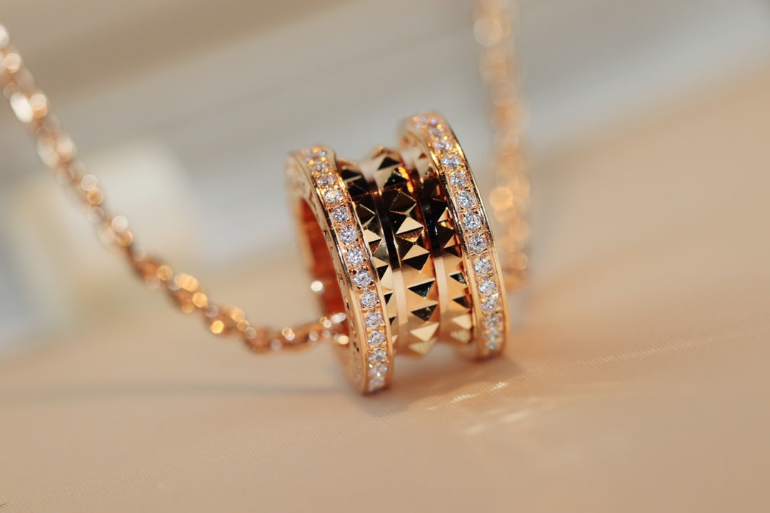 [Lumi Jewelry]ZERO 1 ROCK PEDANT PINK GOLD NECKLACE
