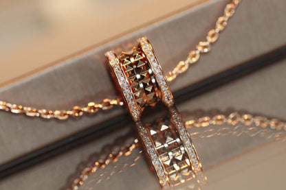[Lumi Jewelry]ZERO 1 ROCK PEDANT PINK GOLD NECKLACE
