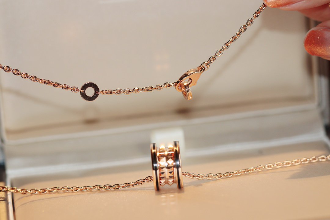 [Lumi Jewelry]ZERO 1 ROCK PEDANT PINK GOLD BLACK NECKLACE