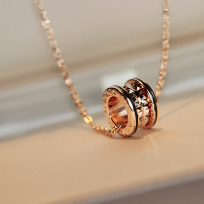 [Lumi Jewelry]ZERO 1 ROCK PEDANT PINK GOLD BLACK NECKLACE