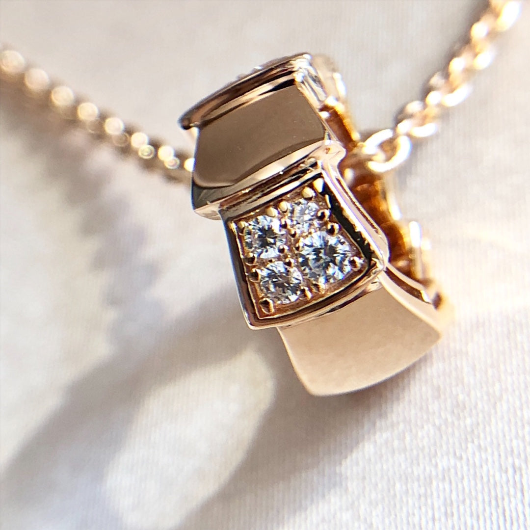 [Lumi Jewelry]SERPENTI PEDANT DIAMOND PINK GOLD NECKLACE