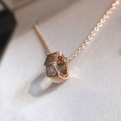 [Lumi Jewelry]SERPENTI PEDANT DIAMOND PINK GOLD NECKLACE