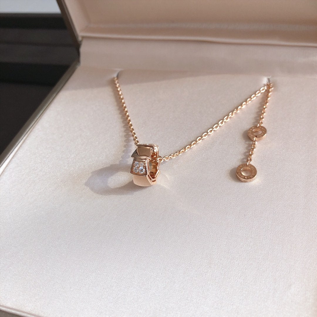 [Lumi Jewelry]SERPENTI PEDANT DIAMOND PINK GOLD NECKLACE